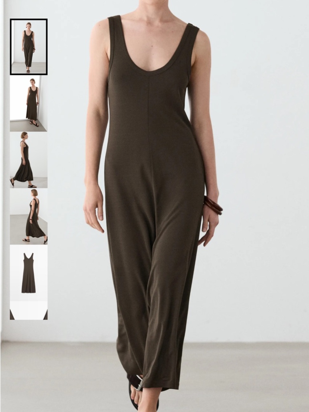 NWOT- Massimo Dutti - Midi/Maxi Dress with Central Seam Detail - Size M - Brown